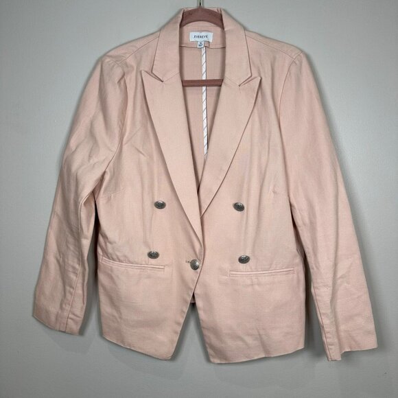 Evereve Pink Lenox Blazer Cotton Double Breasted Versatile Size XL Work Office - Picture 2 of 13